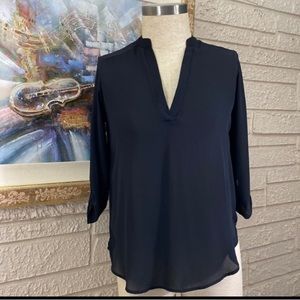 Lush Warren Silky V-Neck Tunic Style Blouse Top